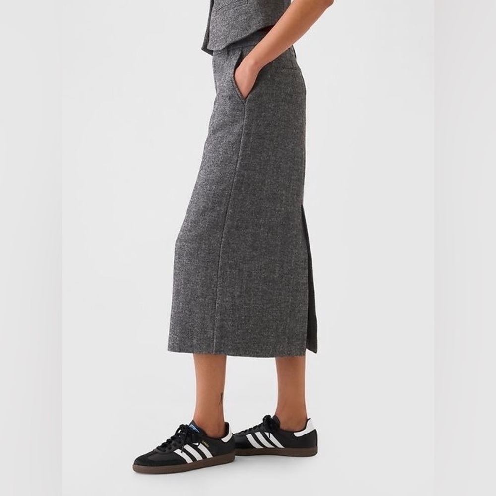 Gap Pencil Midi Skirt In Grey herringbone Size 14